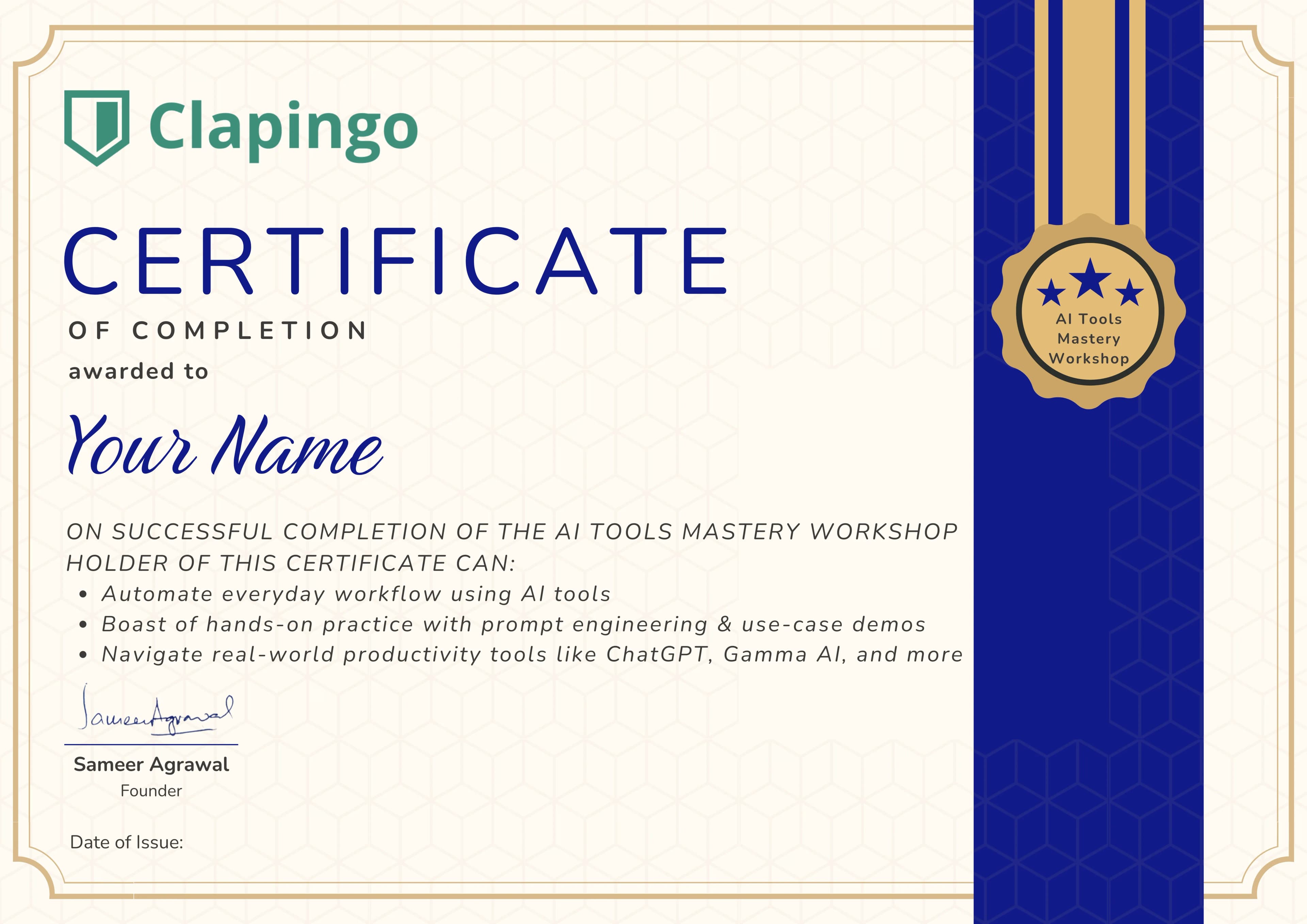Clapingo certificate